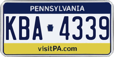 PA license plate KBA4339