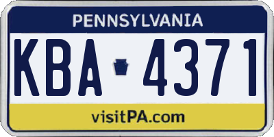 PA license plate KBA4371