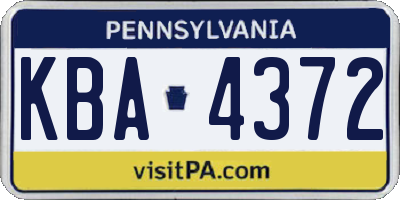 PA license plate KBA4372