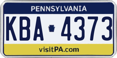 PA license plate KBA4373