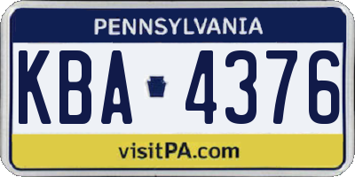 PA license plate KBA4376