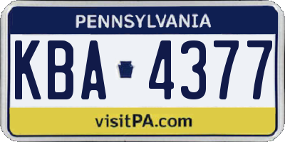 PA license plate KBA4377