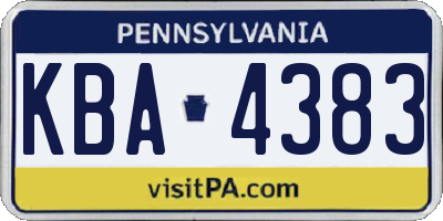PA license plate KBA4383