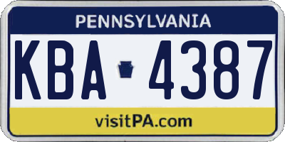 PA license plate KBA4387
