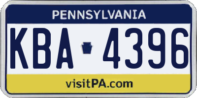 PA license plate KBA4396