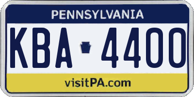 PA license plate KBA4400