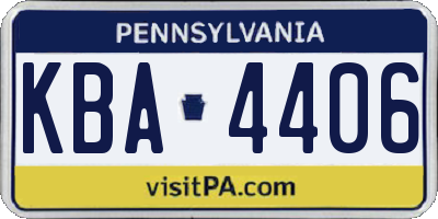 PA license plate KBA4406