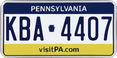PA license plate KBA4407