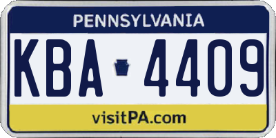 PA license plate KBA4409