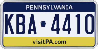 PA license plate KBA4410