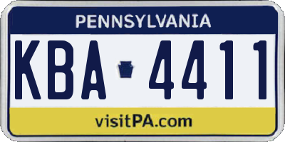 PA license plate KBA4411
