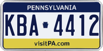 PA license plate KBA4412