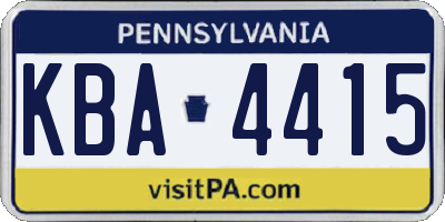 PA license plate KBA4415