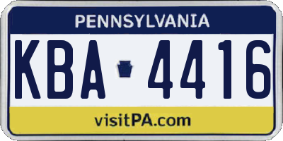 PA license plate KBA4416