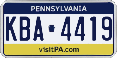 PA license plate KBA4419