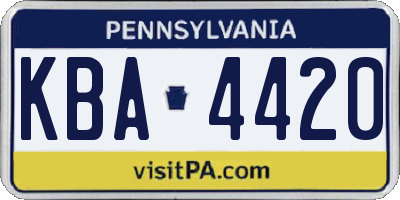 PA license plate KBA4420