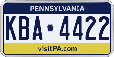 PA license plate KBA4422