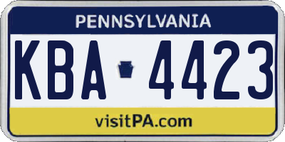 PA license plate KBA4423