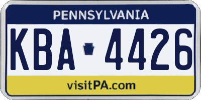 PA license plate KBA4426