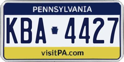 PA license plate KBA4427