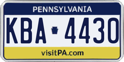 PA license plate KBA4430