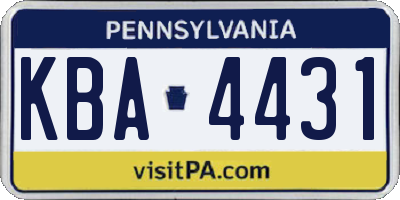PA license plate KBA4431