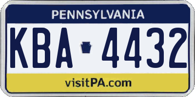 PA license plate KBA4432