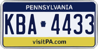 PA license plate KBA4433