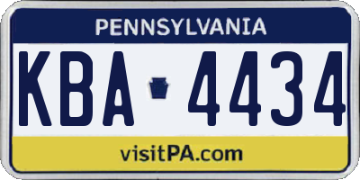 PA license plate KBA4434