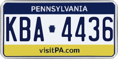 PA license plate KBA4436