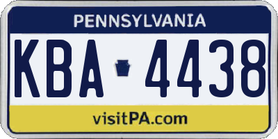 PA license plate KBA4438