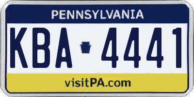 PA license plate KBA4441