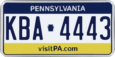 PA license plate KBA4443