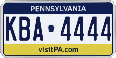 PA license plate KBA4444