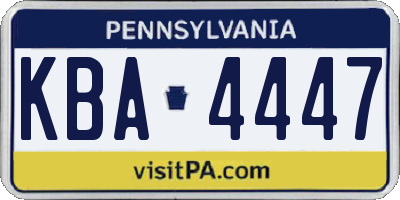 PA license plate KBA4447