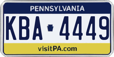 PA license plate KBA4449