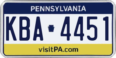 PA license plate KBA4451