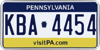 PA license plate KBA4454