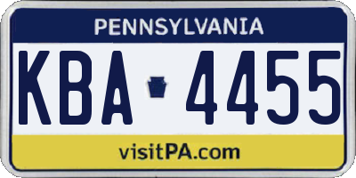 PA license plate KBA4455