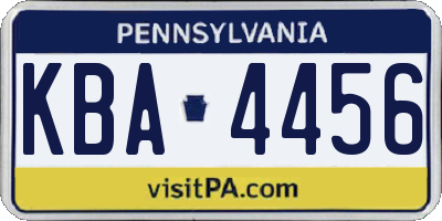 PA license plate KBA4456