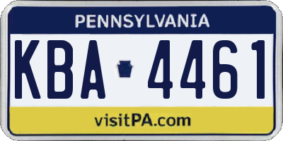 PA license plate KBA4461