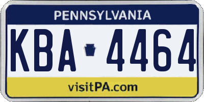 PA license plate KBA4464
