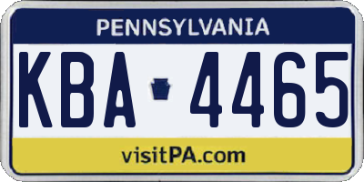 PA license plate KBA4465
