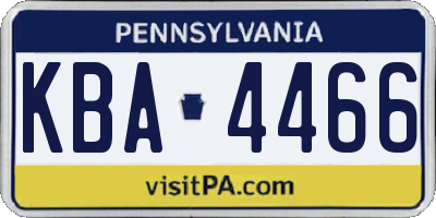 PA license plate KBA4466