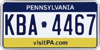 PA license plate KBA4467