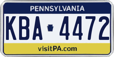 PA license plate KBA4472