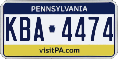 PA license plate KBA4474