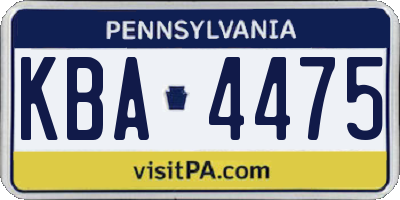 PA license plate KBA4475