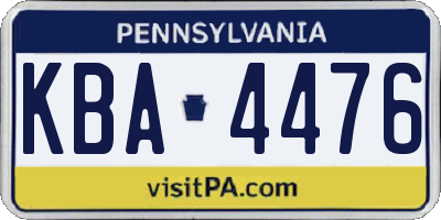 PA license plate KBA4476