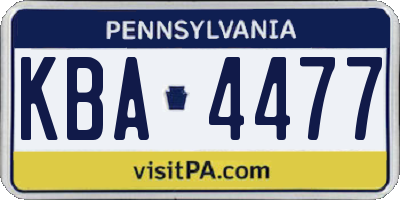 PA license plate KBA4477